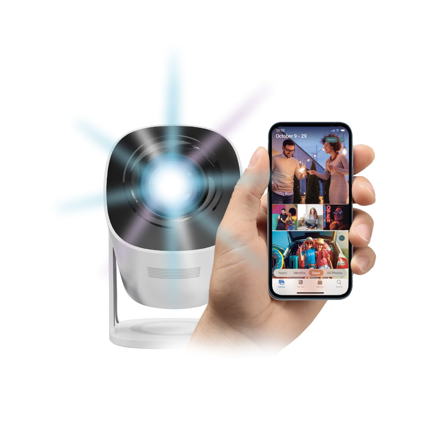 Mlab Proyector Smart Tube Led / LCD 300 Ansi Lumen, HD 720P WiFi Dual Band