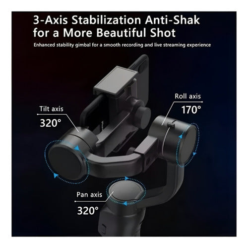 NuevoEstabilizador Gimbal Soporte Celular 3 Axis Negro Portátil