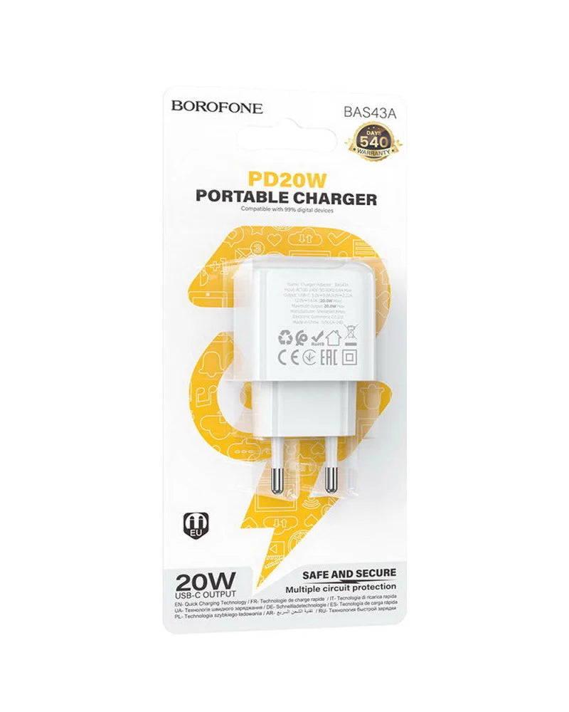 Cargador Borofone tipo C 20w
