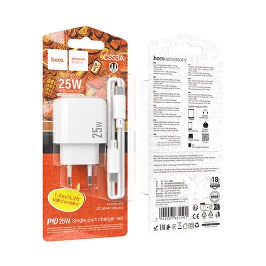 Cargador Hoco C model CS53A 25w- Cargador mas Cable